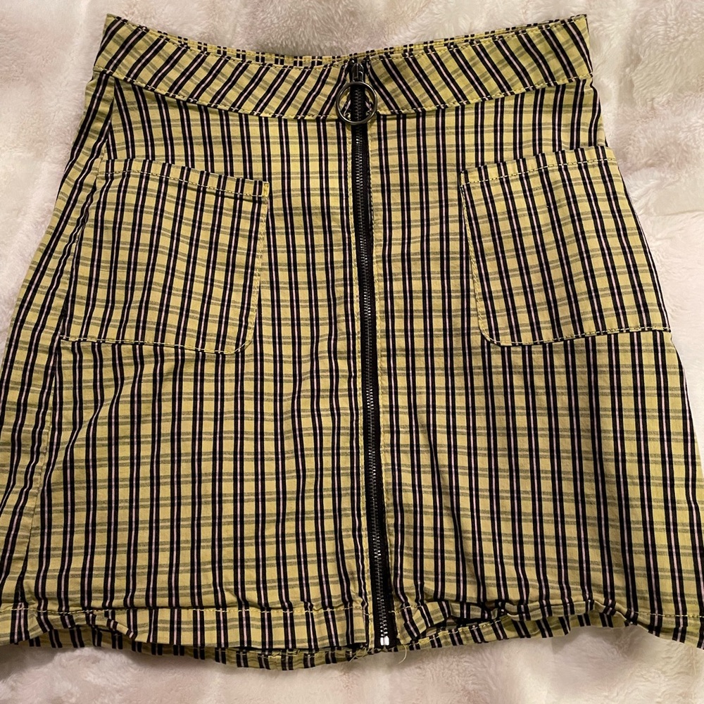 Yellow Plaid Pencil Skirt